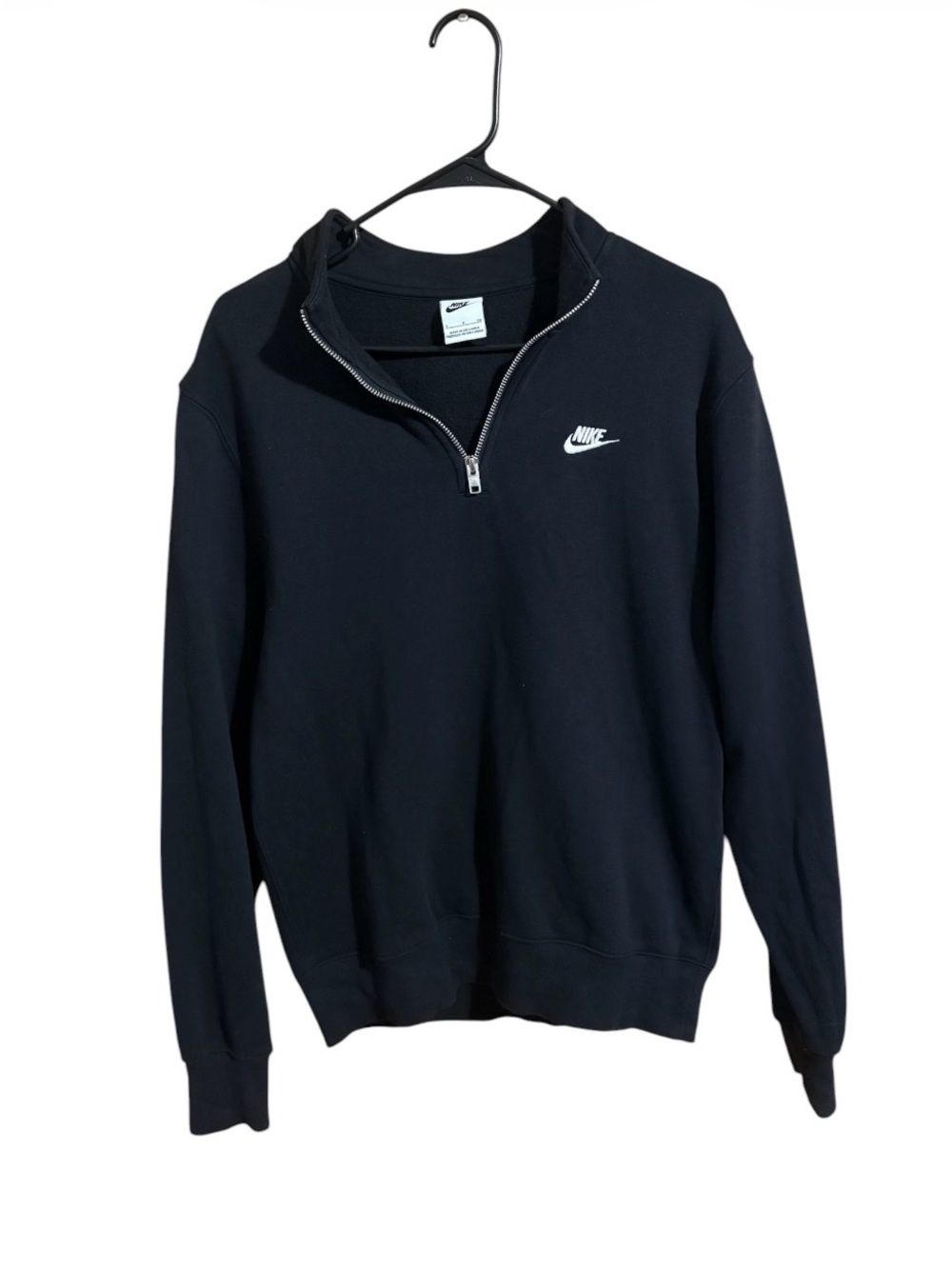 Nike Men's Quarter-Zip Sweatshirt - Black with White Logo